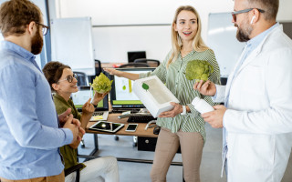 People working on the packaging design of a new eco product